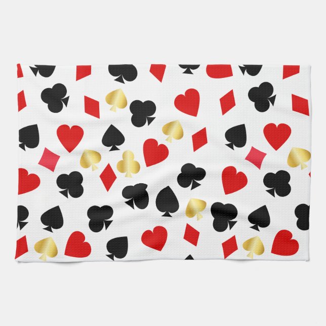Linge De Cuisine Casino Red, Black et Gold Card Costume Jeu   (Horizontal)
