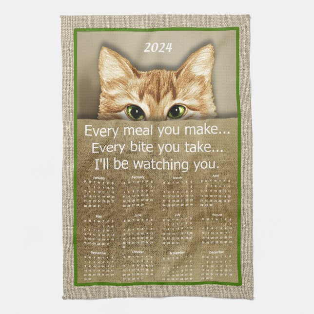 Linge De Cuisine Cat I'll Watching You Song Parody 2024 Calendar (Vertical)