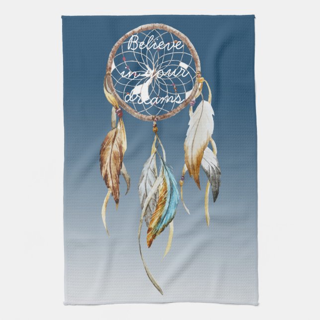 Linge De Cuisine Catcher de rêve bleu Brown Turquoise (Vertical)