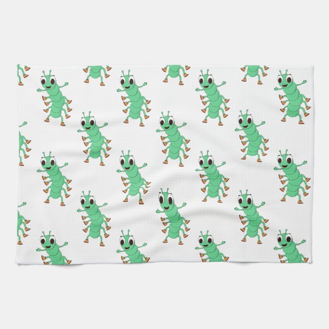 Linge De Cuisine Caterpillar verte (Horizontal)