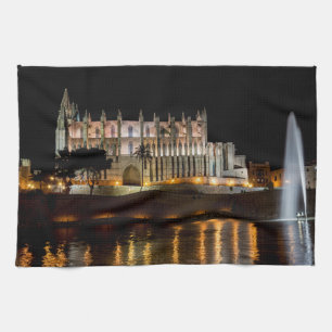 Linge De Cuisine Cathédrale de Palma de Majorque la nuit - Espagne