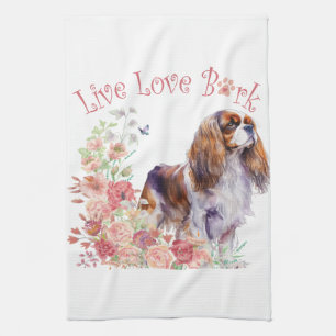 Linge De Cuisine Cavalier King Charles Spaniel Chien Maman Florale