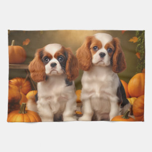 Linge De Cuisine Cavalier King Charles Spaniel Chiot Citrouille d'a