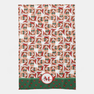 Linge De Cuisine Cavoodle Motif Monogramme Chien de Noël