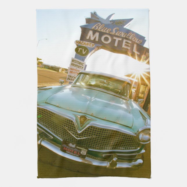 Linge De Cuisine Célèbre motel Blue Swallow sur la route 66 (Vertical)