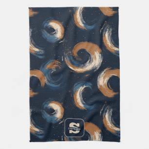 Linge De Cuisine Cercle bleu et Brown sur Arrière - plan foncé