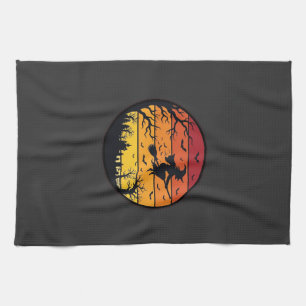 Linge De Cuisine Cercle rétro silhouette de sorcière de coucher de