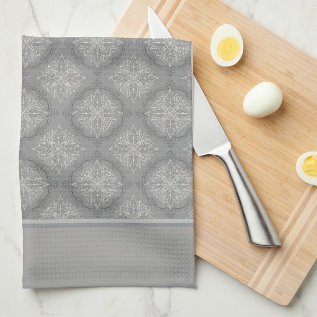 Linge De Cuisine Cercles De Gris (Quart Plié)