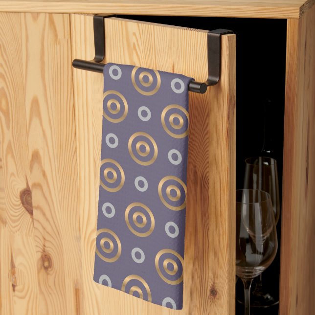 Linge De Cuisine Cercles D'Or Et De Grey (Pliage en tiers)