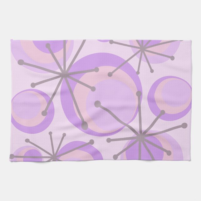 Linge De Cuisine Cercles du milieu du siècle Starburts Lavender (Horizontal)