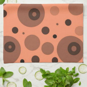 Linge De Cuisine Cercles et points orange et marron