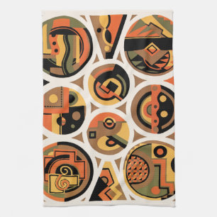 Linge De Cuisine Cercles géométriques Art Déco Pochoir Jazz vintage