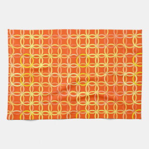 Linge De Cuisine cercles Modernes du milieu du XXe siècle, orange m