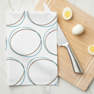 Linge De Cuisine Cercles petit Turquoise & Brown dessiné à la main 