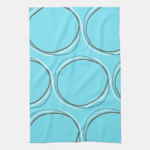 Linge De Cuisine Cercles Turquoise Blanc Brown dessiné à la main
