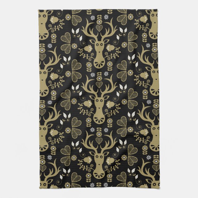 Linge De Cuisine Cerf d'art populaire scandinave (Vertical)