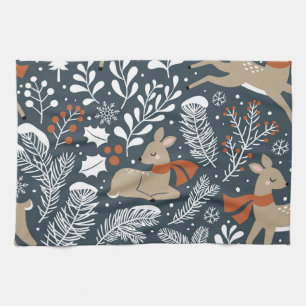 Linge De Cuisine Cerf de Noël Vintage, design festif