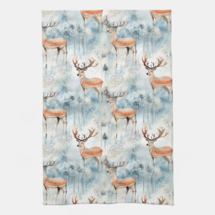 Linge De Cuisine Cerfs de la forêt aquarelle d'hiver (3)
