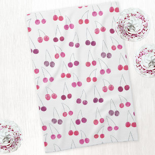 Linge De Cuisine Cerise Aquarelle Motif rose