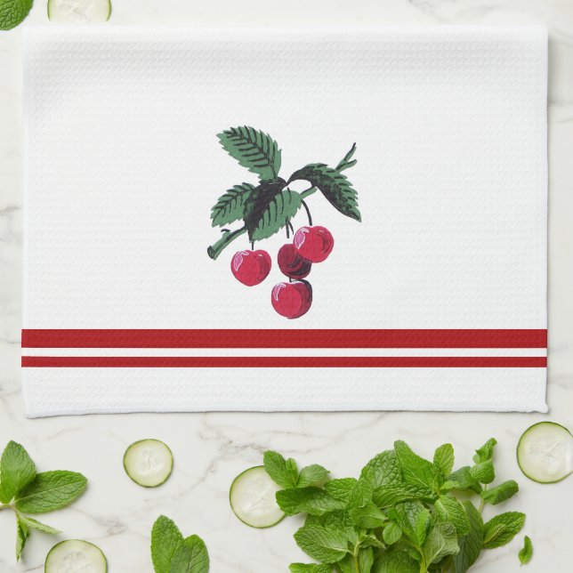 Linge De Cuisine Cerises Vintages (Plié)