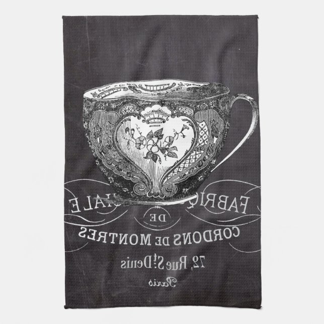 Linge De Cuisine Chalkboard Alice à Wonderland tea party teacup (Vertical)