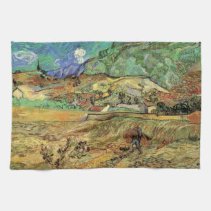 Linge De Cuisine Champ de blé clos avec paysan de Vincent van Gogh