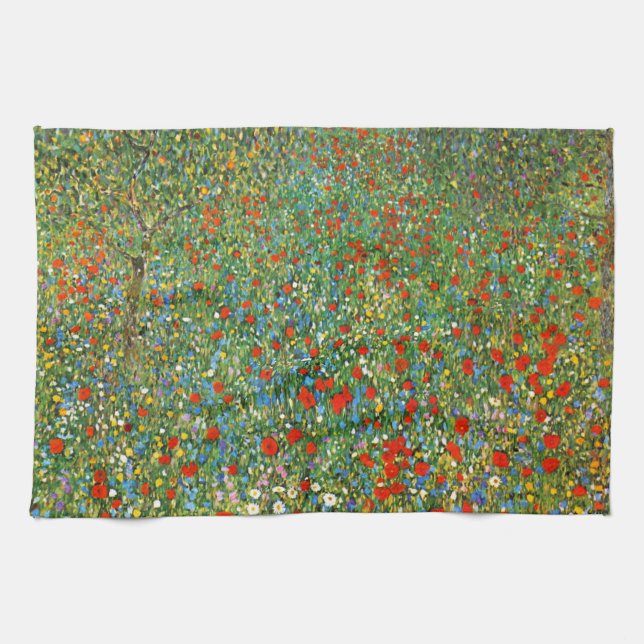 Linge De Cuisine Champ de pavot de Gustav Klimt (Horizontal)