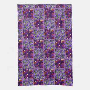 Linge De Cuisine Champ Pansy Violet Et Typographie,