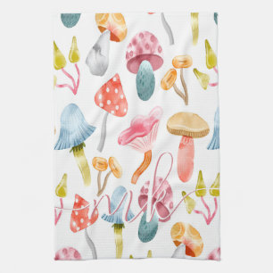 Linge De Cuisine Champignons Pastel Aquarelle