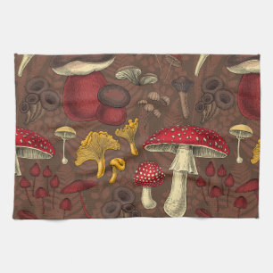 Linge De Cuisine Champignons sauvages sur brun