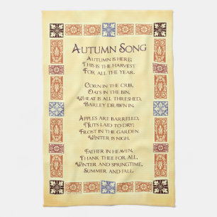 Linge De Cuisine Chanson d'automne Thanksgiving Poème avec serviett