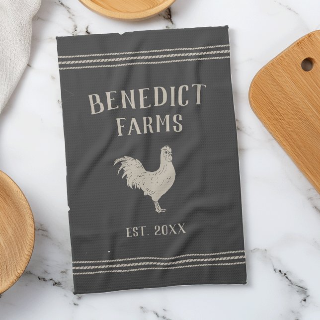 Linge De Cuisine Charbon Rustique Poulet Personnalisé Nom De La Fer (Créateur téléchargé)