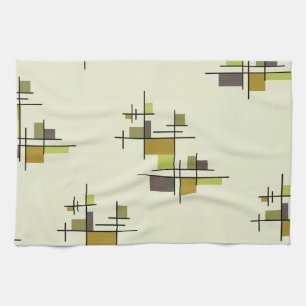 Linge De Cuisine Chartreuse géométrique moderne du milieu du siècle