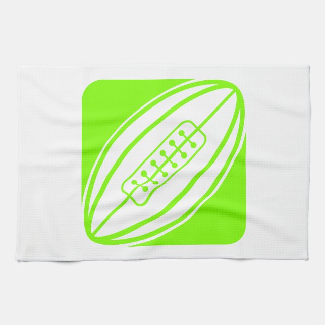 Linge De Cuisine Chartreuse, Rugby vert néon (Horizontal)