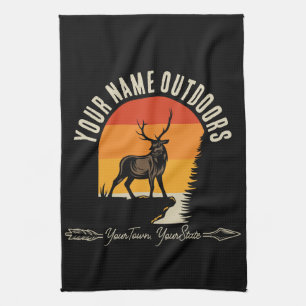 Linge De Cuisine Chasse AJOUTER LE NOM À L'Extérieur Deer Elk Wilde