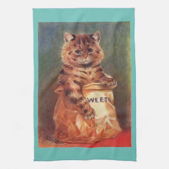 Linge De Cuisine Chat aux douceurs mélangées par Louis Wain (Vertical)