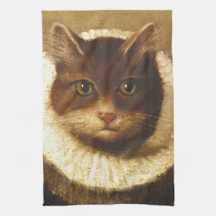 Linge De Cuisine Chat Dans Un Ruff Cute Art Victorien Peinture Vint