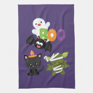 Linge De Cuisine Chat de Cute Halloween, bat, mummy et ghost