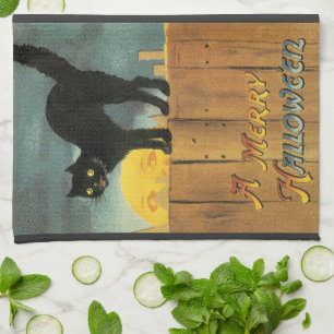 Linge De Cuisine Chat de Halloween joyeux vintage par Ellen Clapsad