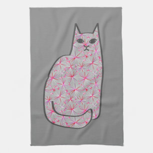 Linge De Cuisine Chat de la moitié du siècle, gris moderne/gris e