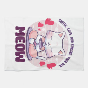 Linge De Cuisine Chat de méditation - Chat Kawaii