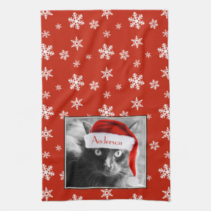 Linge De Cuisine Chat de Noël, Personnaliser avec nom