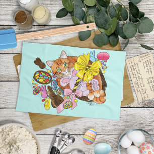 Linge De Cuisine Chat de Pâques Orange