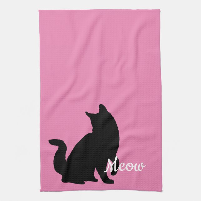 Linge De Cuisine Chat de viande noire rose (Vertical)