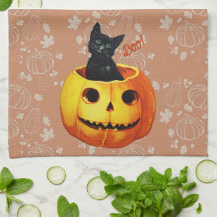 Linge De Cuisine Chat d'Halloween en Citrouille