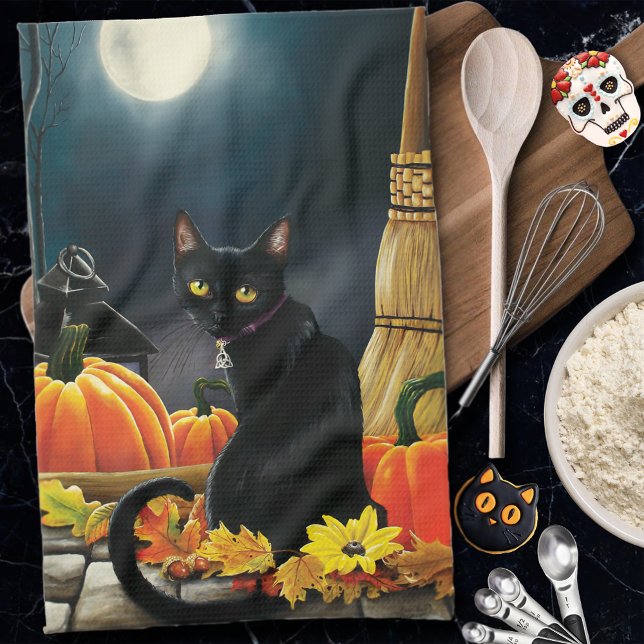 Linge De Cuisine Chat d'Halloween noir (Créateur téléchargé)
