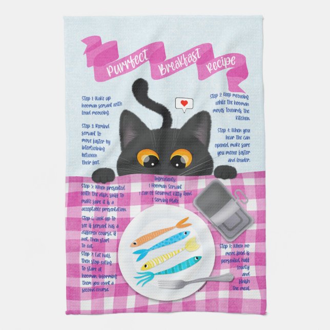 Linge De Cuisine Chat drôle noir (Vertical)