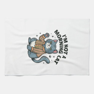 Linge De Cuisine Chat du matin Gravure vintage T-shirt drôle de cha