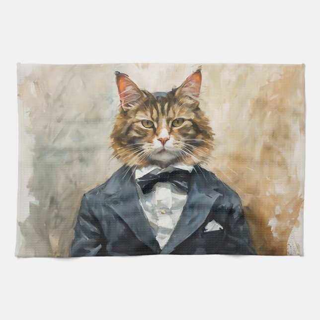 Linge De Cuisine Chat en costume (Horizontal)