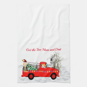 Linge De Cuisine Chat et chien ont attrapé l'arbre de Noël